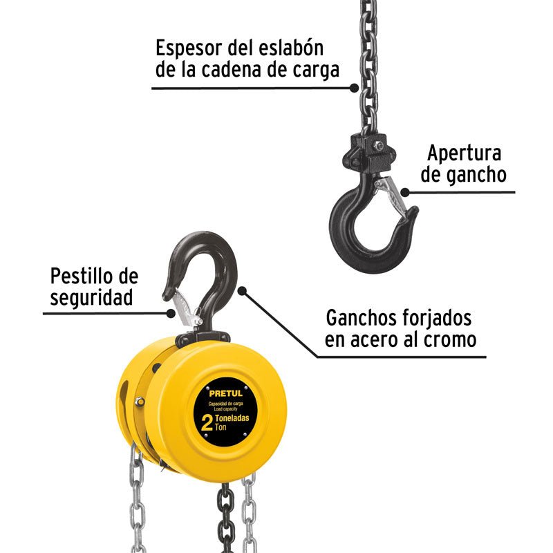 Polipasto de cadena de 2 toneladas, 27128 Pretul POL 2P - Tool Ferreterías / Ferretodo - Herramientas y material de construcción.