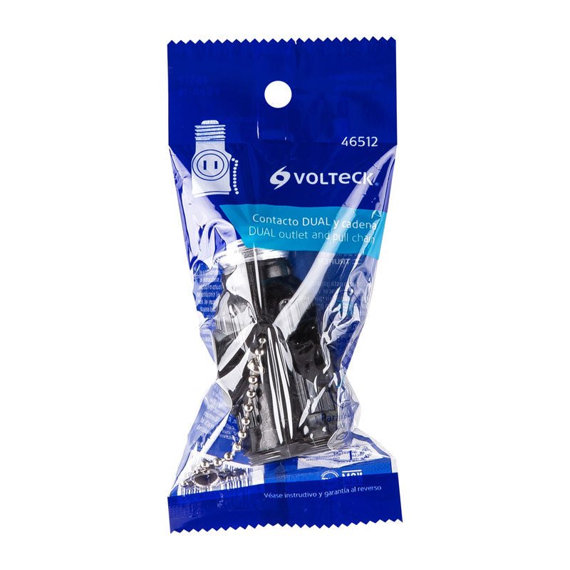 Portalámpara de baquelita con cadena y doble contacto, color café, 46512 Volteck POBA 16 - Tool Ferreterías / Ferretodo - Herramientas y material de construcción.