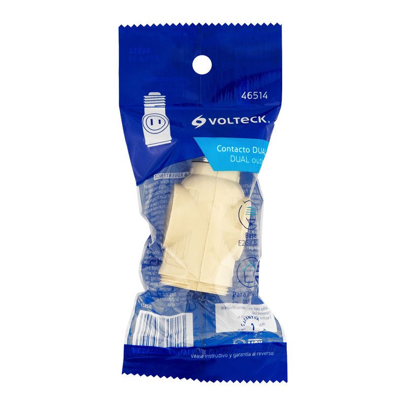 Portalámpara de baquelita con doble contacto, color marfil, 46514 Volteck POBA 13 - Tool Ferreterías / Ferretodo - Herramientas y material de construcción.