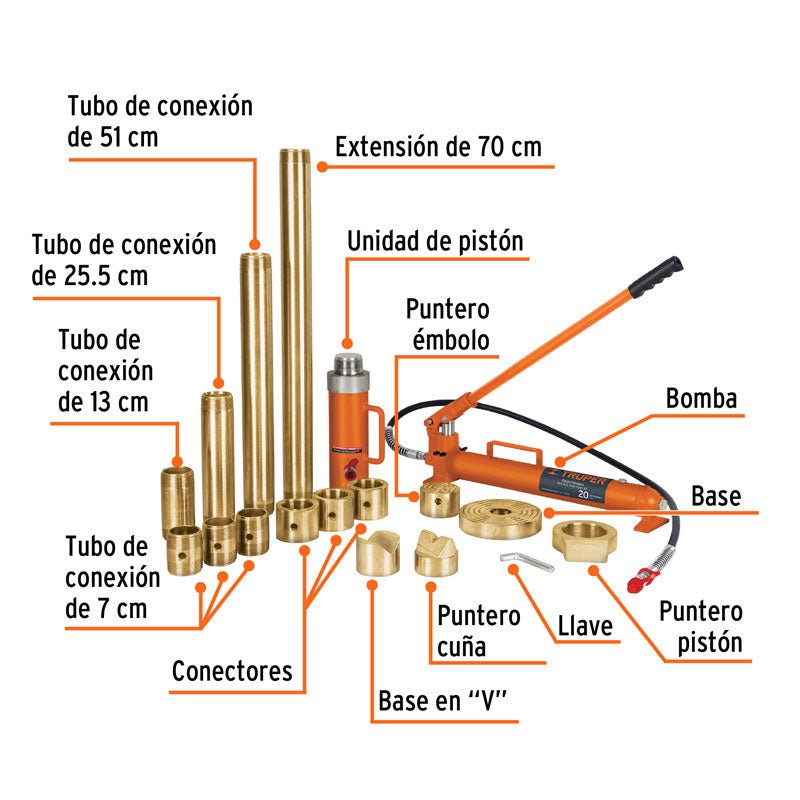 Porto power hidráulico de 20 toneladas, 14961 Truper PORPO20 - Tool Ferreterías / Ferretodo - Herramientas y material de construcción.
