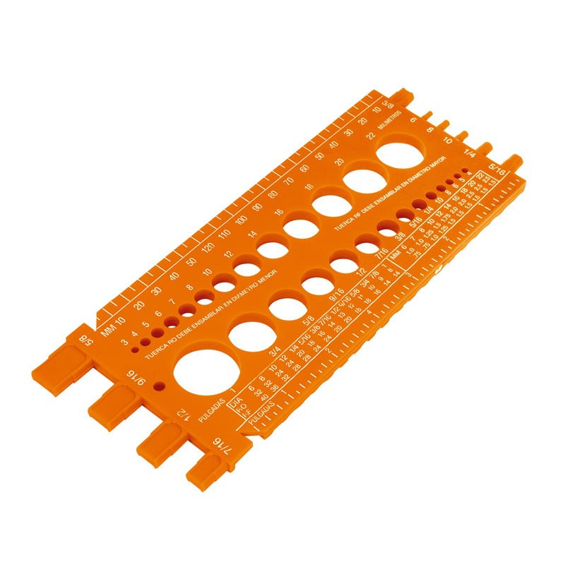 Regleta medidora de tuercas y tornillos de 22 cm, 10811 Truper REGLA 22 - Tool Ferreterías / Ferretodo - Herramientas y material de construcción.