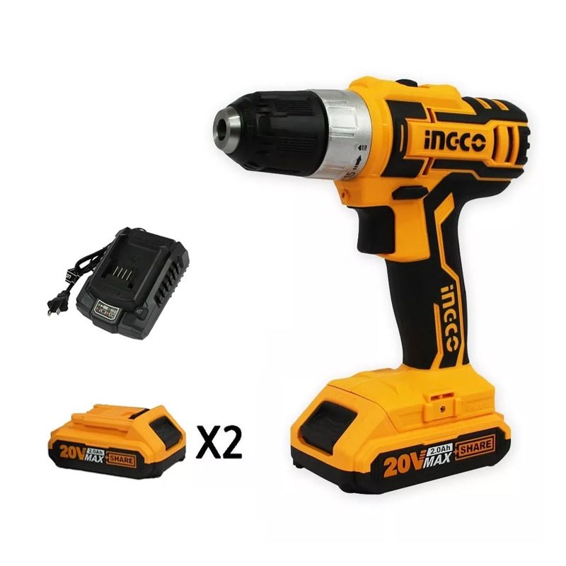 Taladro Inalámbrico De 3/8" De 20V Con 2 Baterías, Ucdli2002 Ingco - Tool Ferreterías / Ferretodo - Herramientas y material de construcción.