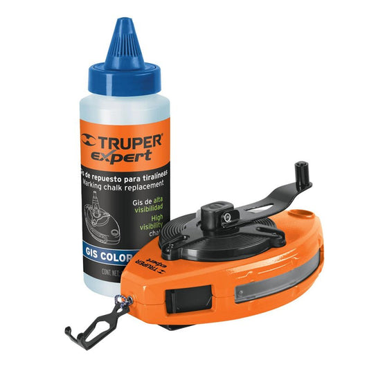 Tiralíneas metálico con gis de 30 m (100 ft), uso rudo, 18579 Truper Expert TL 100X - Tool Ferreterías / Ferretodo - Herramientas y material de construcción.