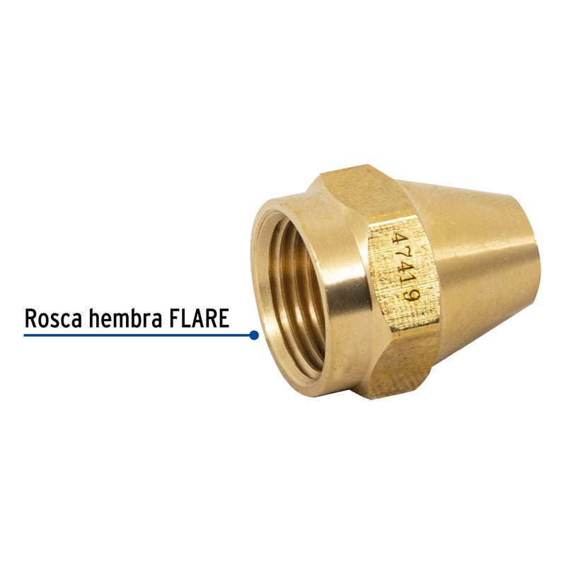 Tuerca cónica de latón de 3/8", 47419 Foset CLG 981 - Tool Ferreterías / Ferretodo - Herramientas y material de construcción.