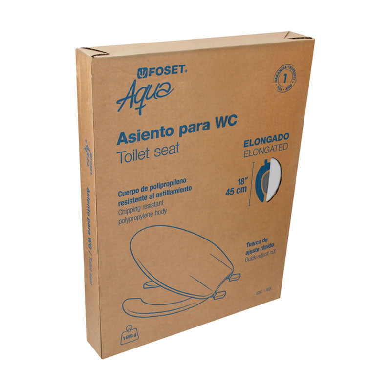 Asiento Alargado Para Wc, Abierto,Blanco, Foset