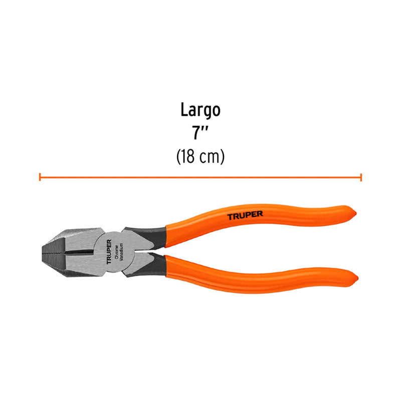 Pinza Para Electricista 7" Uso Rudo, Mango Pvc, Truper