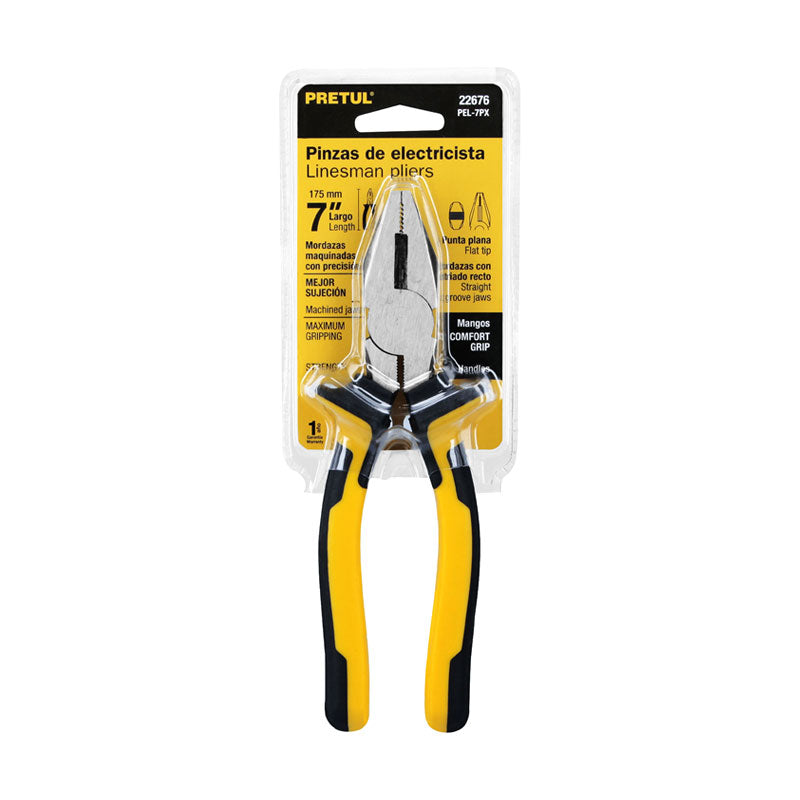 Pinza Para Electricista 7" Mango Comfort Grip, Pretul