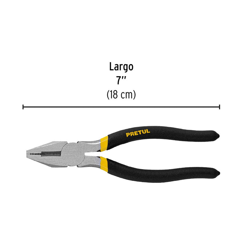 Pinza Para Electricista 7" Mango De Vinil, Pretul