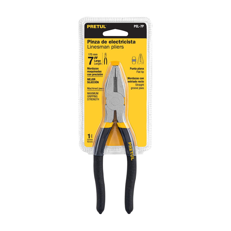 Pinza Para Electricista 7" Mango De Vinil, Pretul