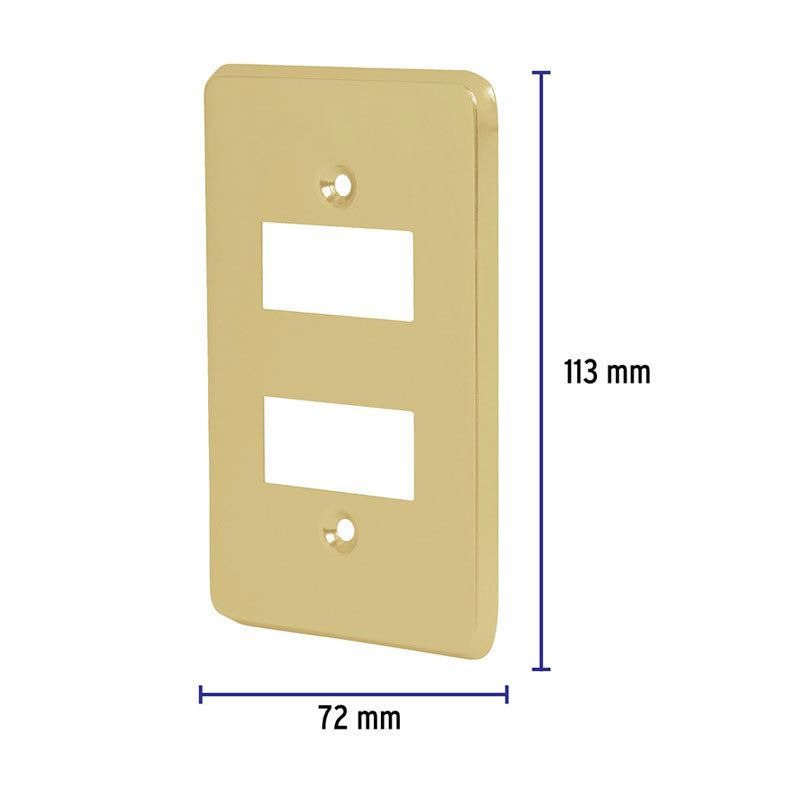 Placa 2 Módulos, De Aluminio, Línea Económica, Volteck