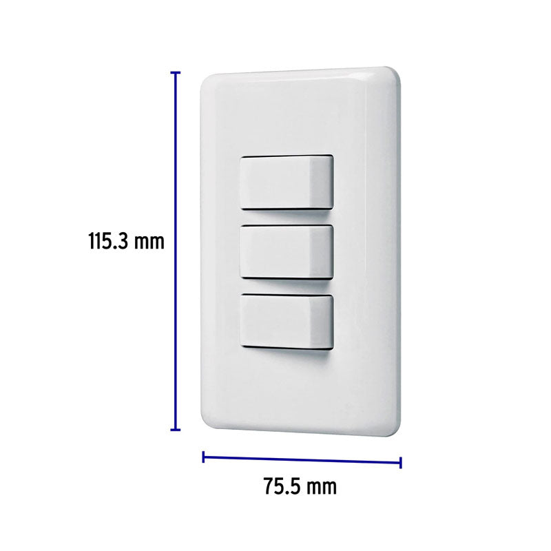 Placa Armada Con 3 Interruptores Sencillos, Volteck Basic