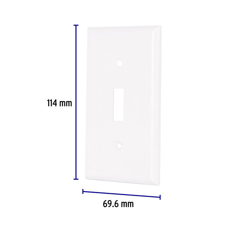 Placa De Abs Para Interruptor Vertical, Standard, Blanco, Volteck