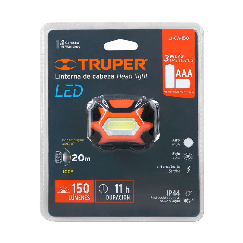 Linterna De Minero 1 Led 150 Lm De 3 Pilas Aaa, Truper