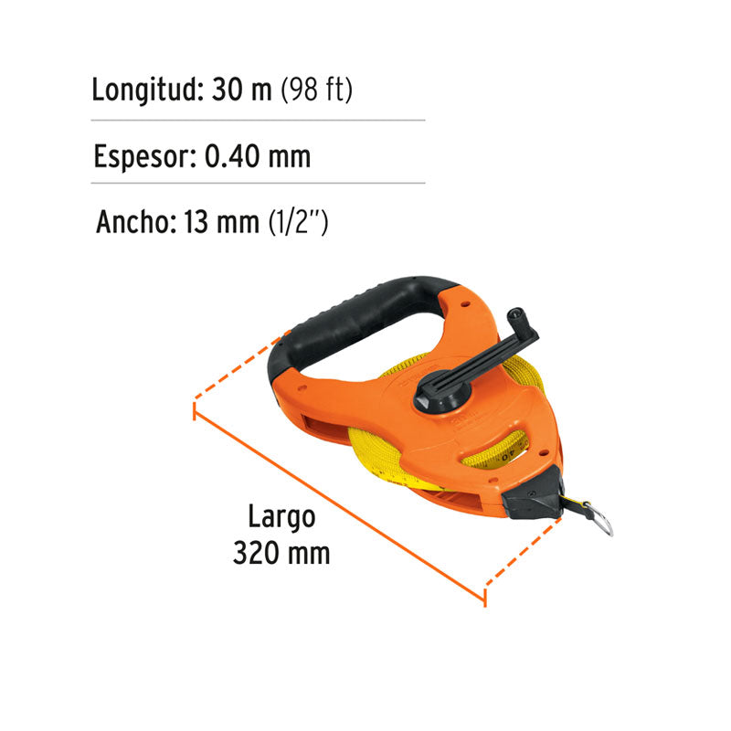 Cinta Larga 30 M De Fibra De Vidrio, Tipo Cruceta, Truper