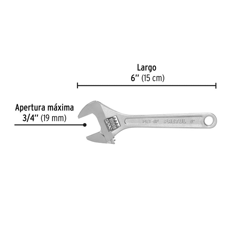 Llave Ajustable (Perico) 6" Cromada, Pretul