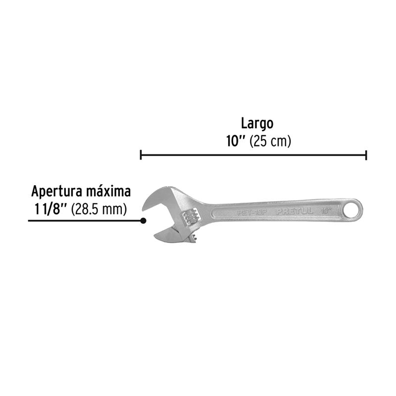 Llave Ajustable (Perico) 10" Cromada, Pretul