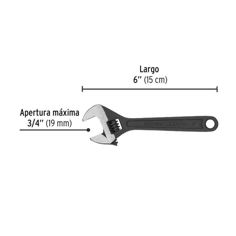 Llave Ajustable (Perico) 6" Pavonada, Pretul