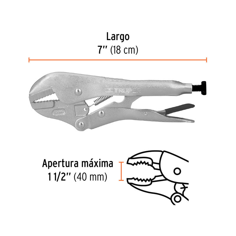 Pinza De Presión 7" Mordaza Recta, Truper