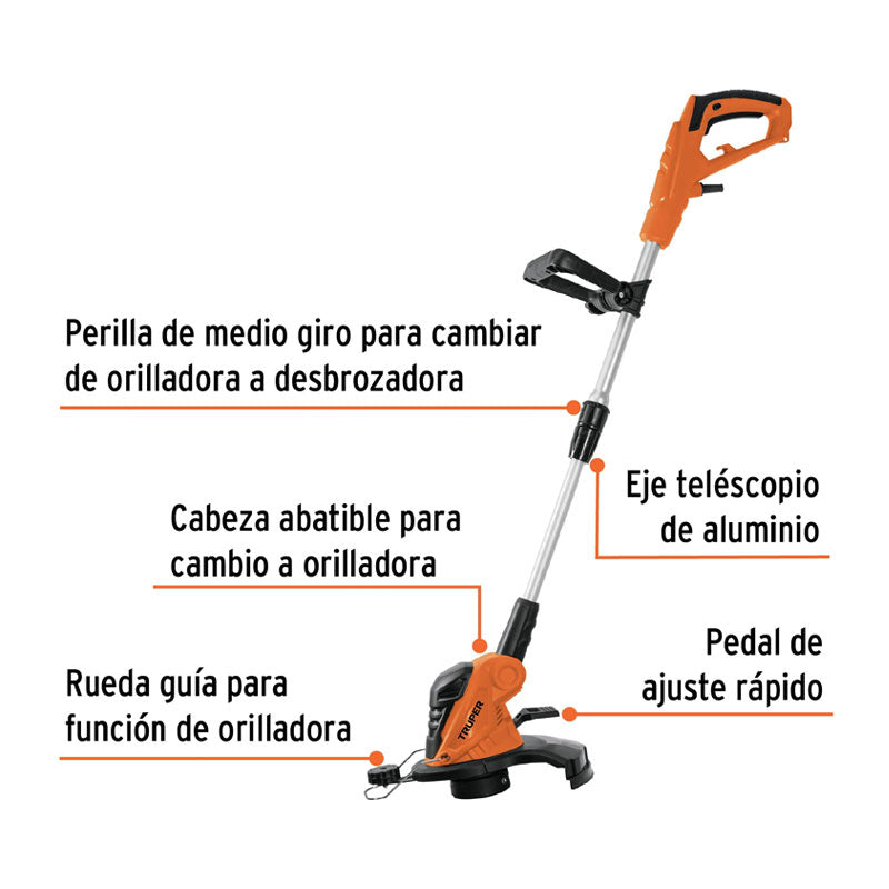 Desbrozadora Eléctrica 550 W Mango "D", 13" Corte, Truper