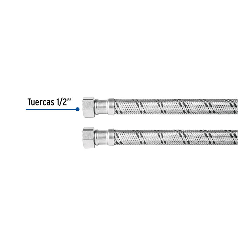 Manguera Para Boiler, Acero Inox, 1/2"X1/2", 60 Cm, Foset