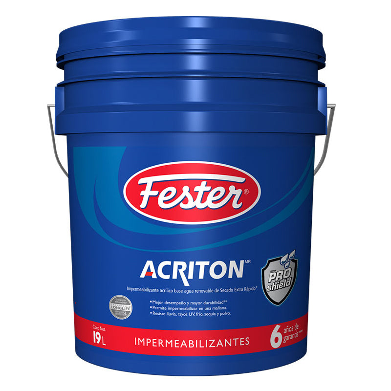 Fester Acriton Color Blanco Proshield De 6 Años, Cubeta De 19 Litros