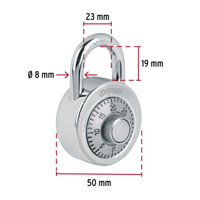 Candado De Combinación De Disco En Blíster, Hermex Basic