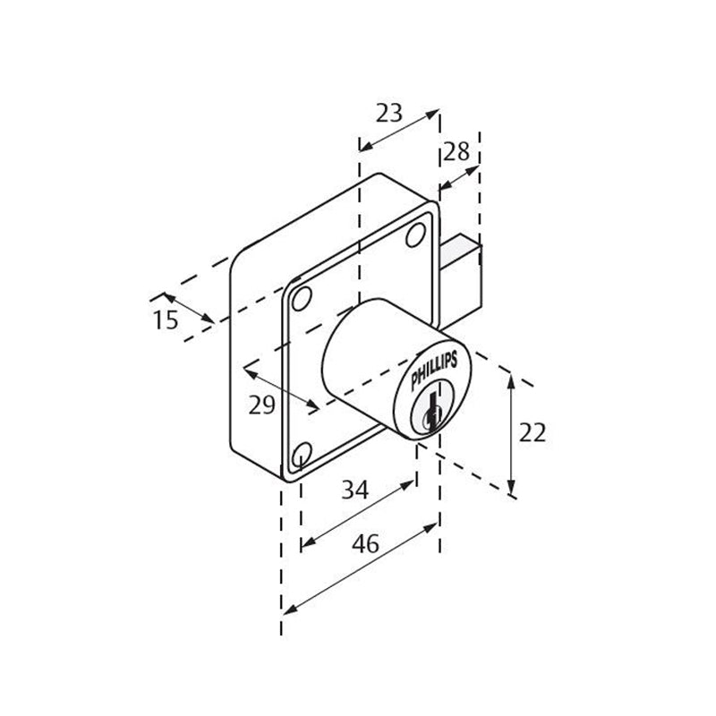 Cerradura 250 Ch L Phillips Mx32 Caja