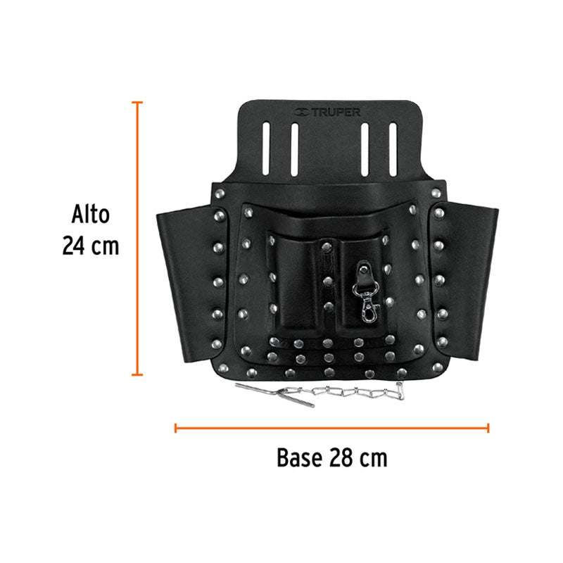 Porta Herramientas De Cuero Con 8 Compartimentos, Truper