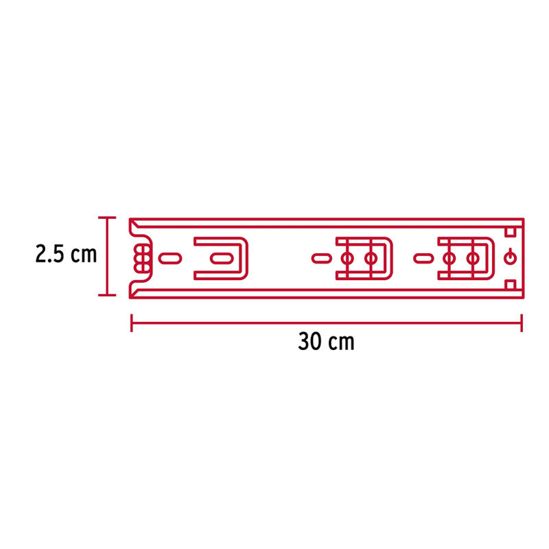 Bolsa Con 2 Correderas Extensión 30 Cm P/Cajón, Ancho 2.5 Cm