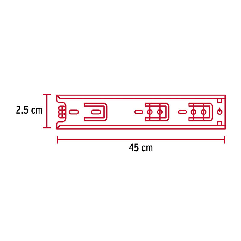 Bolsa Con 2 Correderas Extensión 45 Cm P/Cajón, Ancho 2.5 Cm