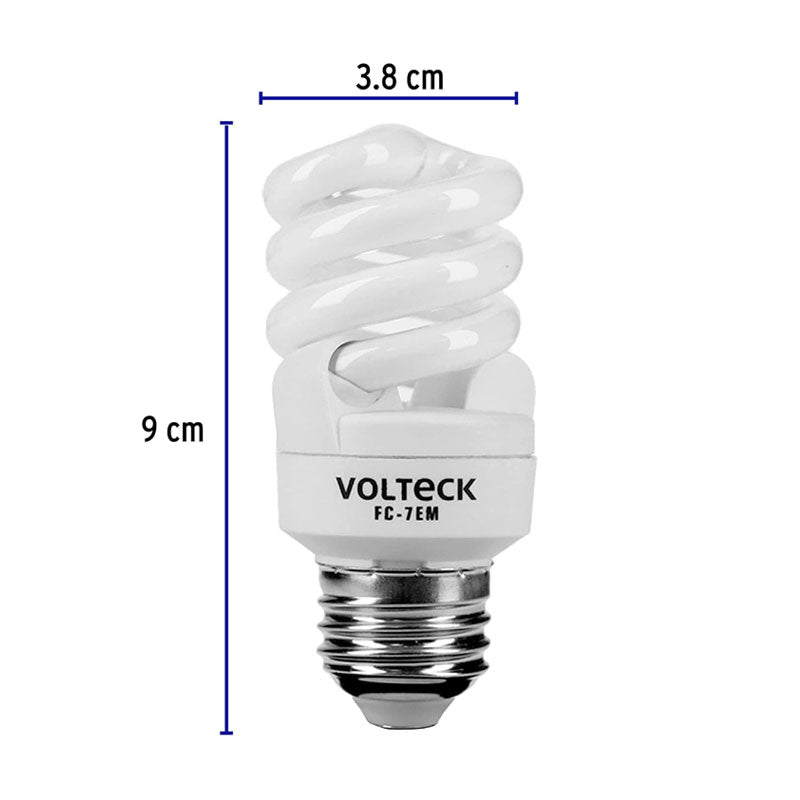 Lámpara Espiral Mini T2 7 W Luz Cálida En Blíster, Volteck