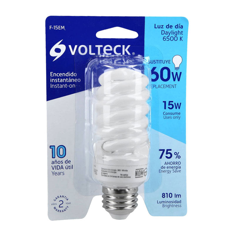 Lámpara Espiral Mini T2 15 W Luz De Día En Blíster, Volteck