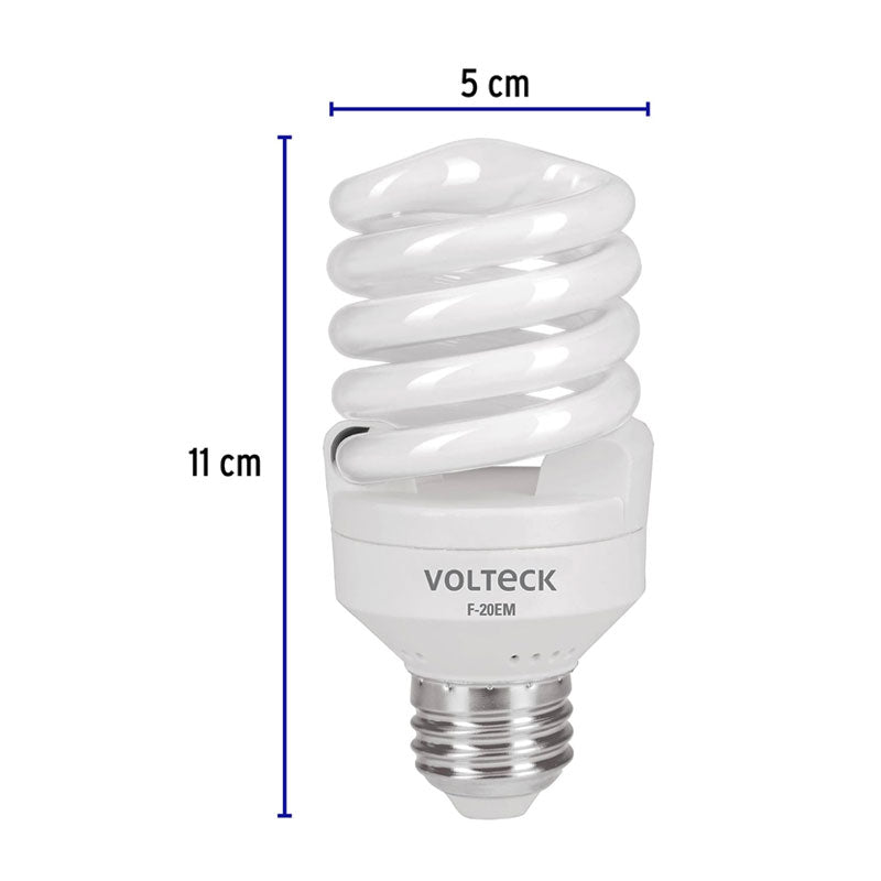 Lámpara Espiral Mini T2 20 W Luz De Día En Blíster, Volteck