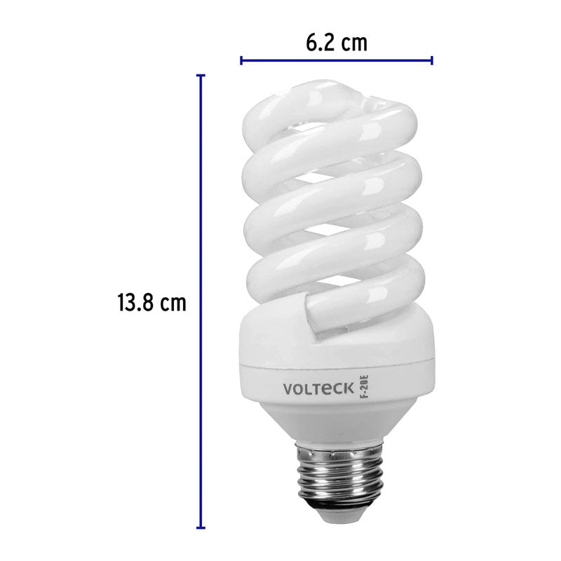 Lámpara Espiral T4 20 W Luz De Día En Blíster, Volteck