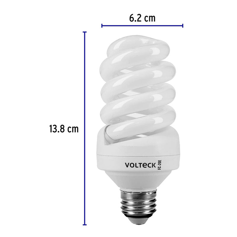 Lámpara Espiral T4 20 W Luz Cálida En Blíster, Volteck