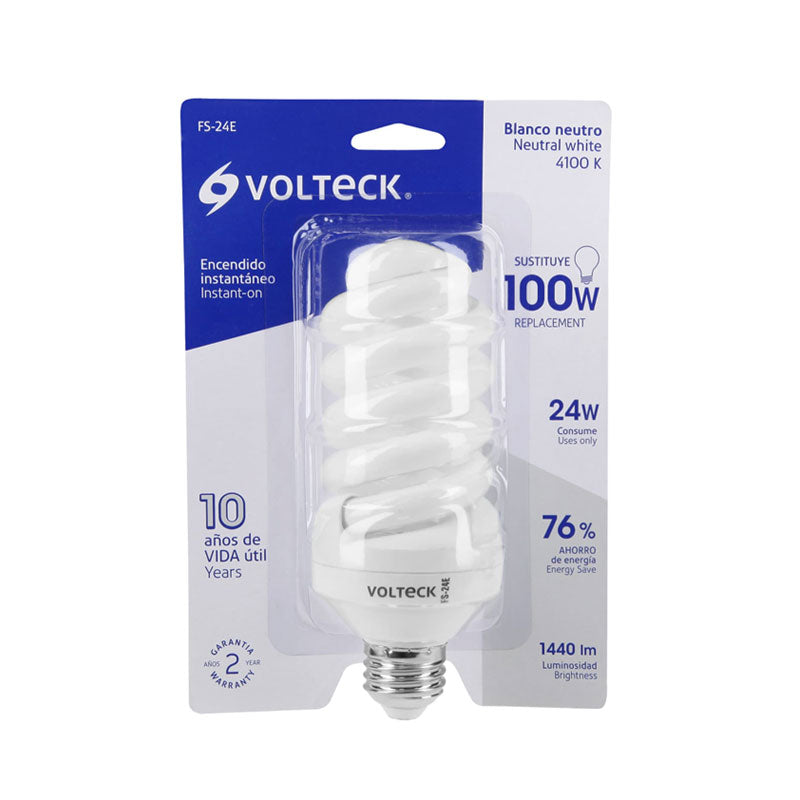 Lámpara Espiral T4 24 W Luz Neutra En Blíster, Volteck