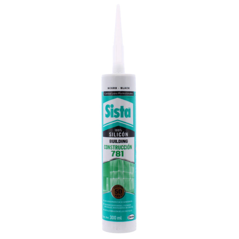 Silicón Sista 781 Para Construcción Color Negro De 300 Ml