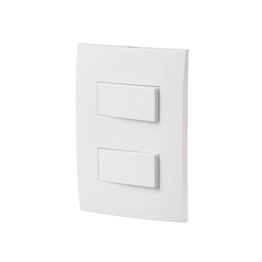 Placa Armada 2 Interruptores Sencillos Y Escalera Oslo Blanco Volteck - Tool Ferreterías / Ferretodo - Herramientas y material de construcción.