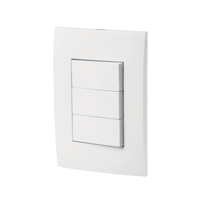 Placa Armada 3 Interruptores Sencillos Y Escalera Oslo Blanco Volteck - Tool Ferreterías / Ferretodo - Herramientas y material de construcción.